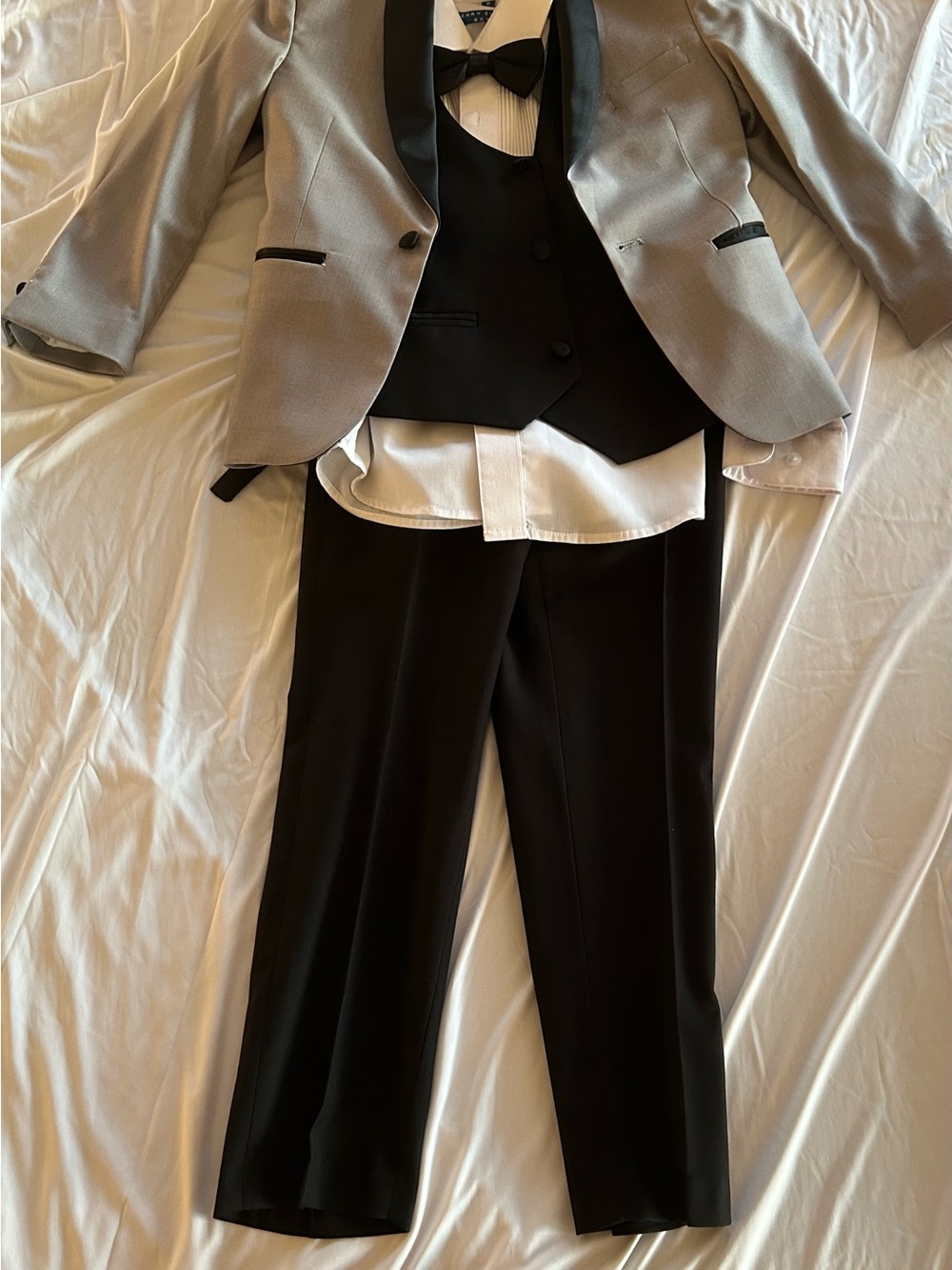 Perry Ellis Boys Silver and Black Tuxedo Set